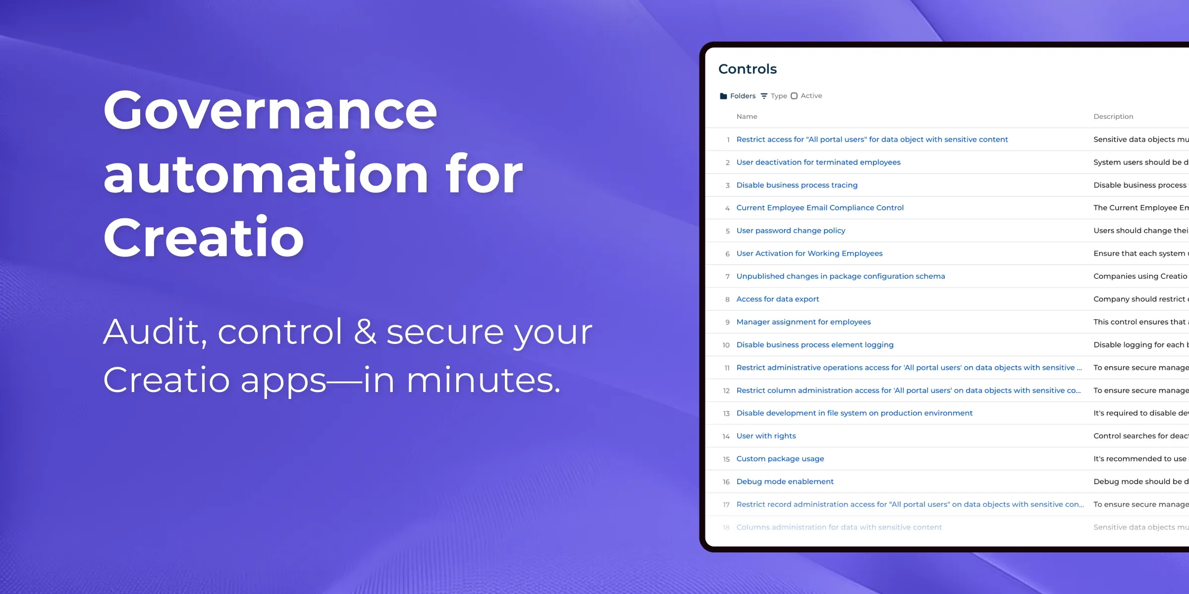 Governance automation dla Creatio